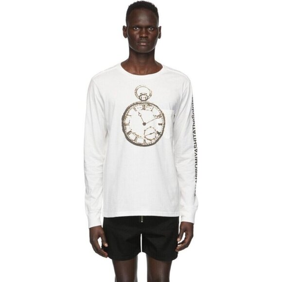TAKAHIROMIYASHITA TheSoloist. Printed Cotton-Jersey T-Shirt 48 M White Clock - Picture 15 of 16